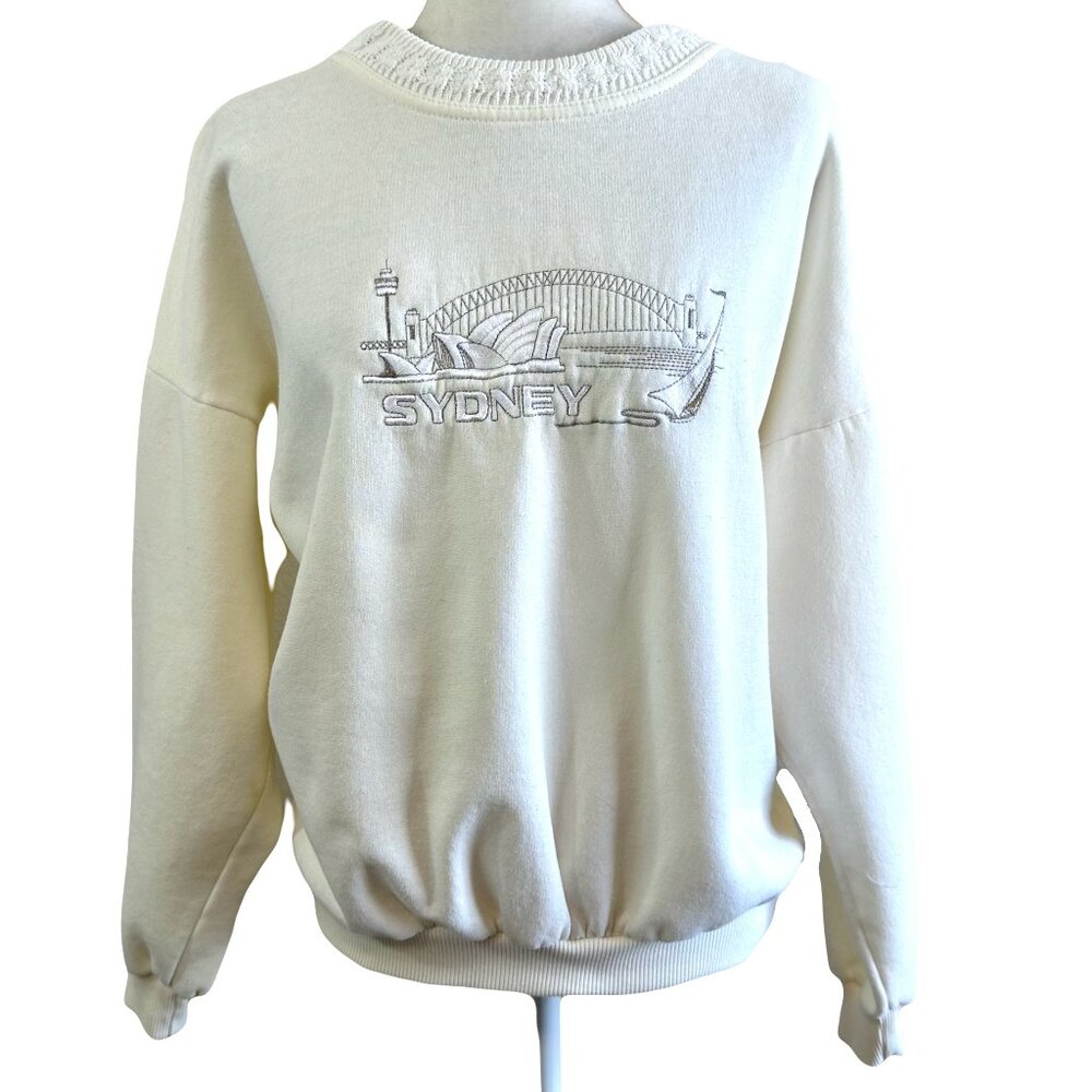 Kangroo Vtg 90s Cream Oversized Pullover Sweatshirt Sweater